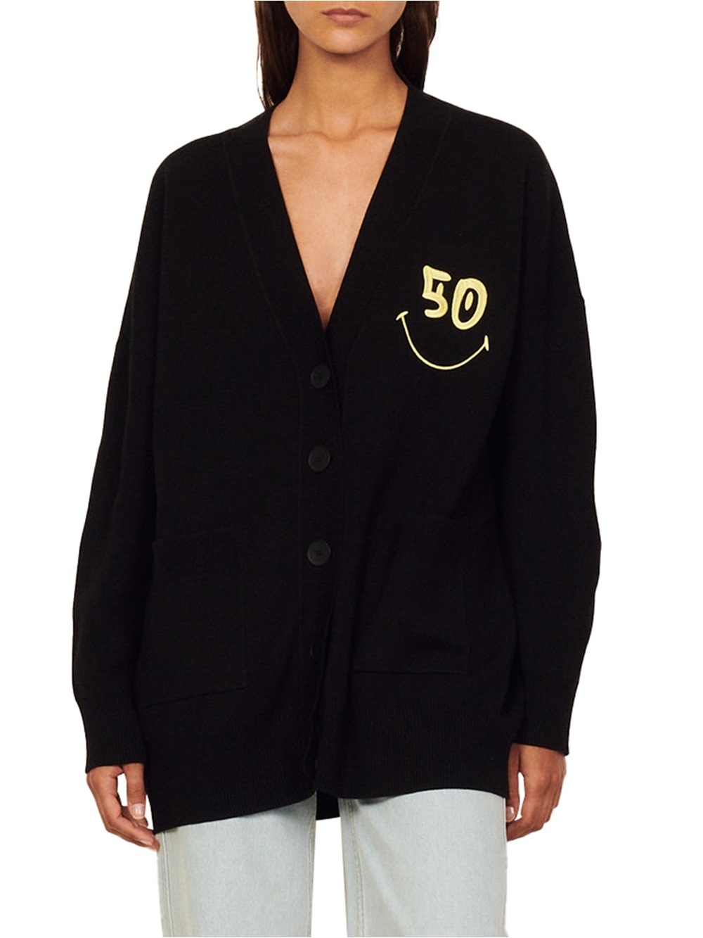 Sandro x Smiley Techno Love Oversized Knit Cardigan - Picture 2 of 5